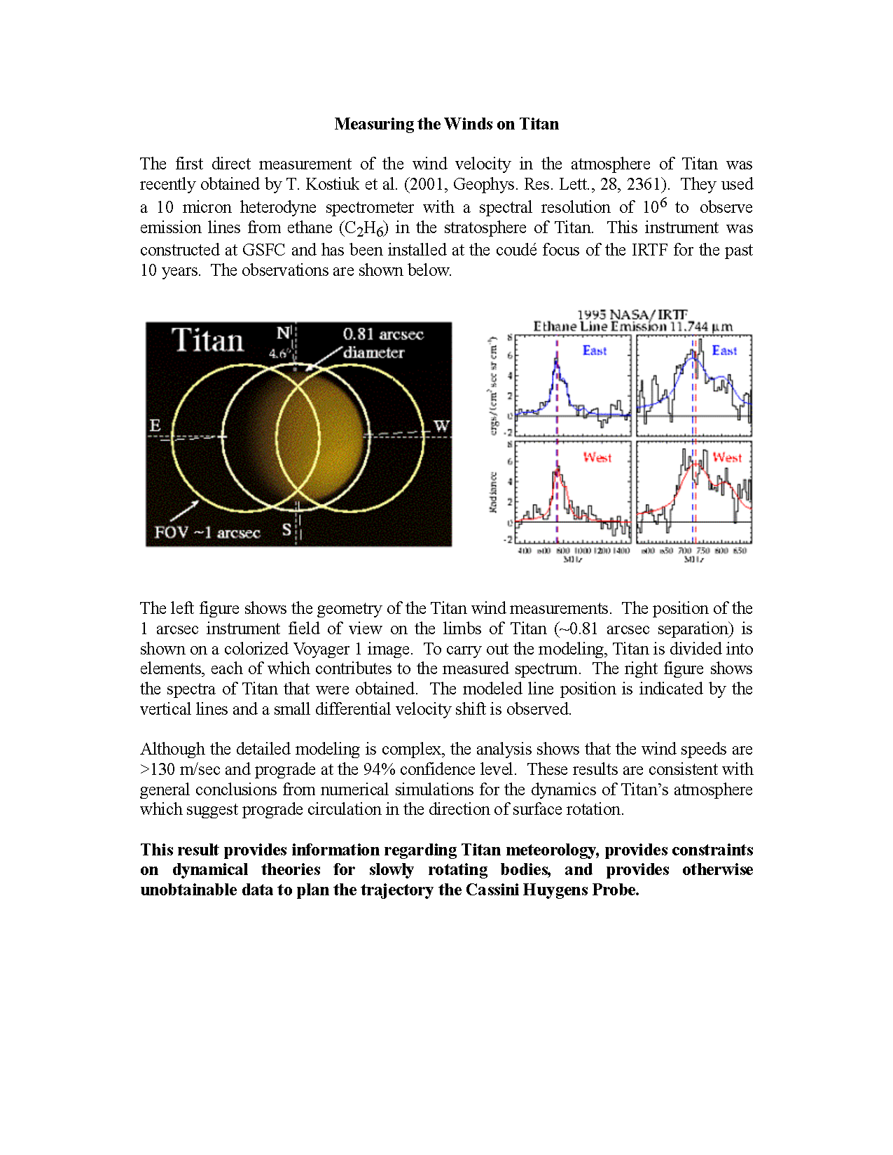 Direct measurement of winds on Titan
