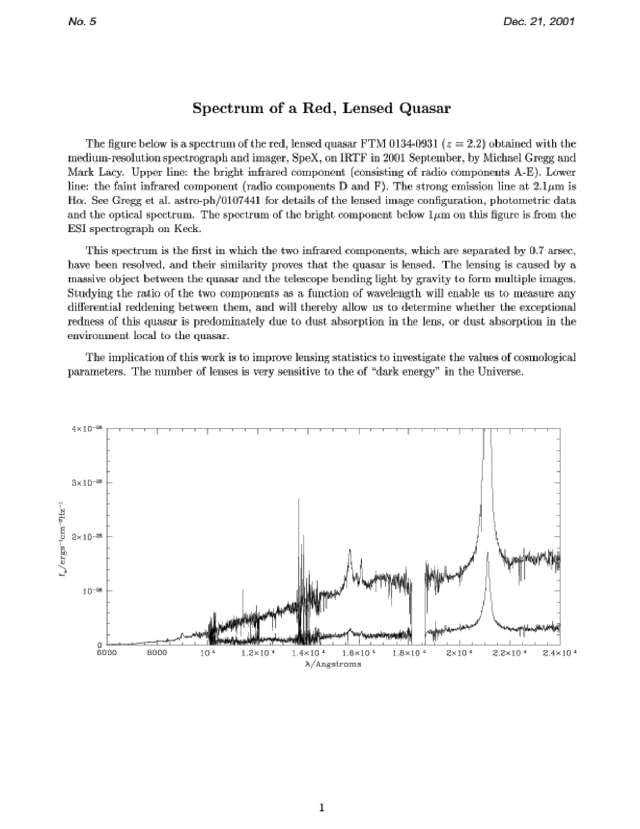 Spectrum of a Red, Lensed Quasar