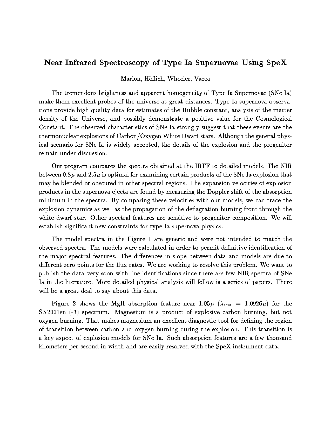 Near Infrared Spectroscopy of Type Ia Supernovae Using SpeX